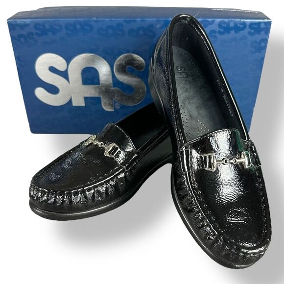 SAS Shoes - SAS Metro Leather Loafers Tripad Comfort Foot Bed Black Patent WMNS SZ 6.5 M EUC